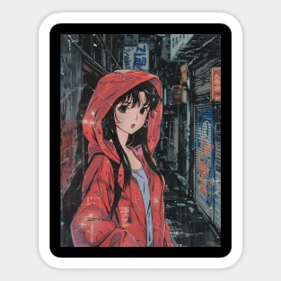 VHS Retro Anime Girl City Night Vintage 70s 80s 90s Sticker